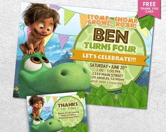 The Good Dinosaur Invitation, The Good Dinosaur Birthday Party, Green Dinosaur, Arlo Invitation, Good Dinosaur Invites, Printable Invitation
