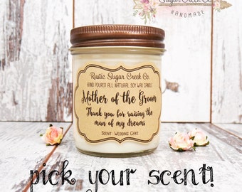 Mother of the Groom Candle, Soy Wax Candle, Scented Candle, Mason Jar Candles, Gift, Wedding, Wedding Candle, Mother of the Groom Gift