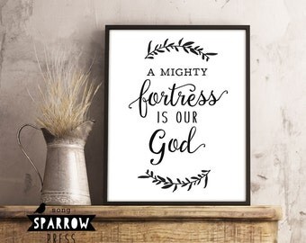 Christian Wall Art, Hymn Art Sign, "A Mighty Fortress", Digital Print, Scripture Wall Sign, Wall Decor, Wall Art, Scripture Printable