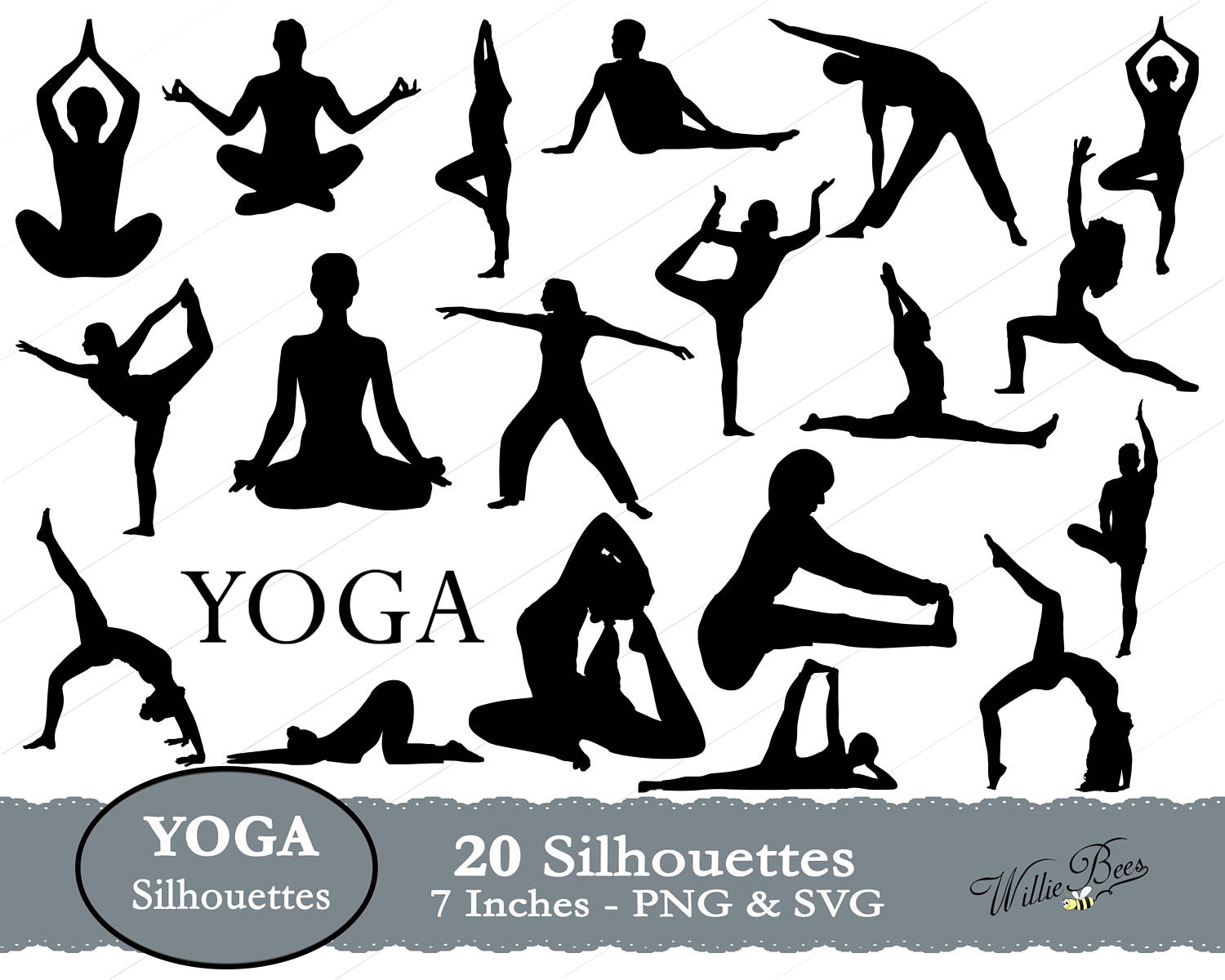 Yoga SVG, Yoga Silhouette Clip Art, Relax, Yoga, Stretches, Namaste, Yoga Poses, Stretching ...