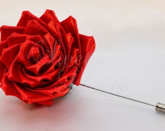 Rose boutonniere, kanzashi satin flower, corsage, brooch, boutonniere, kanzashi, fabric flower