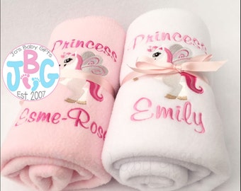Personalised Unicorn baby blanket, baby girls blanket, new baby girls gift, baby shower, 1st birthday, unicorn, fleece blanket