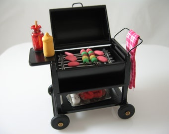 1:12 Scale dolls house miniature wooden BBQ