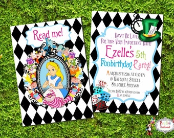 Alice in Wonderland Invitation - Birthday party invitation - Alice - Customised - ONLY Print at Home!