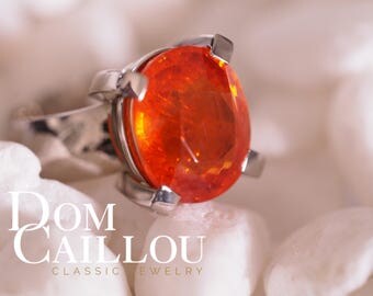 Mandarin Garnet ring 14,26 ct 750 gold (18ct) communication