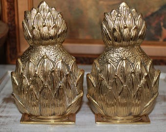 Vintage Brass Pineapple Bookends