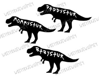 Family Dinosaur SVG, babysaur svg, mommysaur svg, daddysaur sag, family svg, t rex svg, instant download, scan n cut, circut, silhouette