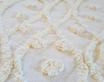 Vintage Chenille Bedspread Buttery Yellow