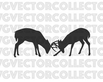 Fighting Buck Deer, SVG DXF EPS PnG, Clip Art, Instant Digital Download