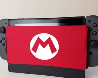 Nintendo Switch Red Mario Themed Dock Sock Cozy Microfiber Protector