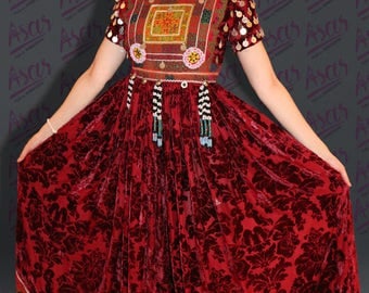 Embroidery Beautiful traditional Afghan dress kuchi design made with real pieces hand craft