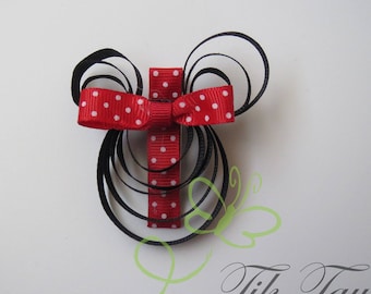 Minnie mouse hair clip, band, red bow, grosgrain ribbon, toddler hair, accessories
