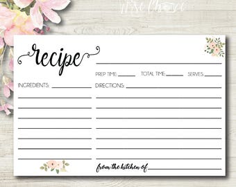 Elegant recipe cards for the bride. Bridal shower recipe