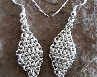 Chainmaille earrings handmade, 925 sterling silver