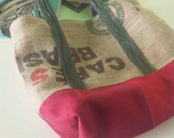 Coffee Bag, leather shoulder bag and coffee sack