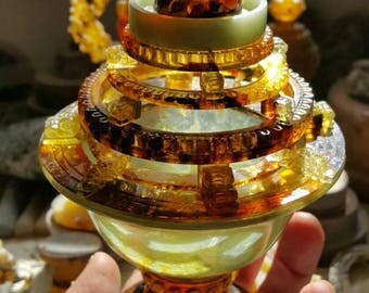 Incienciario in amber Mexican and Chinese Jade