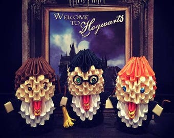 Harry Potter, Hermione Granger, Ron Weasley 3D Origami