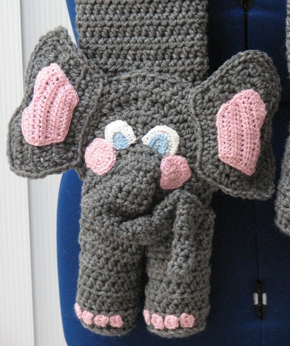 Crochet Pattern - Elephant Scarf Crochet Pattern - Elephant Pattern - Scarf P...