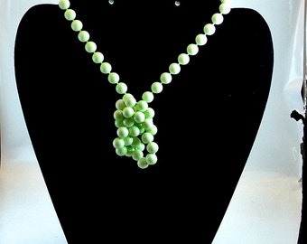 Lime Bead Necklace, Vintage Green Bead Necklace, 1970 Lime Necklace, Single Strand Lime Necklace, Gift For Her