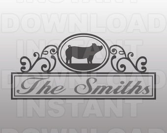 Fancy Ornate Show Pig Mailbox Monogram Frame SVG File -Commercial & Personal Use- Vector Art for Cricut,Silhouette Cameo,HTV Vinyl