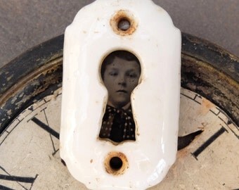 Tin Type and Vintage Keyhole Escutcheon Porcelain Hardware Supply