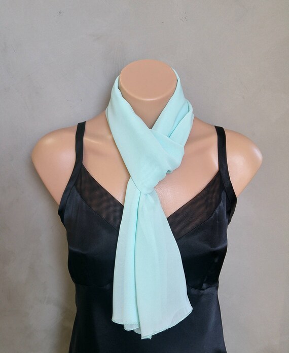 Mint Scarf, Light Mint Sheer Chiffon Skinny Summer Scarf, Jamaican Sea Scarf, Summer Scarf, Scarf Mint, Sheer Mint Scarf, Light Mint Scarf