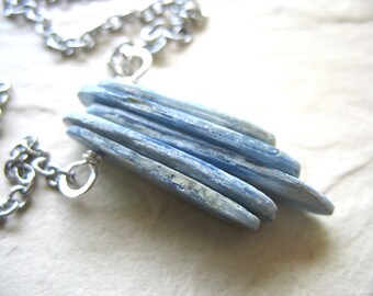 Kyanite Necklace, Blue Kyanite Stone Silver Chain Necklace, Handmade Necklace, Kyanite Jewelry, Blue Kyanite Pendant Necklace