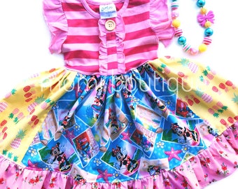 Minnie Mouse Aulani Hawaiian luau Disney dress Pink Momi girls boutique clothing
