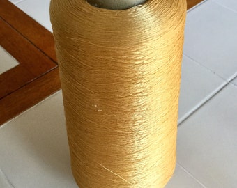 Huge Spool of Silky Thread Gold Colored, Vintage