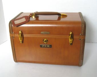 Vintage Samsonite Terracotta Train Case Overnight Case Luggage