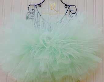 Mint Green Tutu Cake Smash Outfit Birthday Party Flower Girl Aqua Pastel First One Skirt Dress Size 9 12 18 Months Toddler Newborn Adult