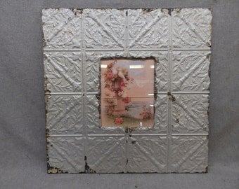 TIN CEILING Picture Frame Silver 8x10 Shabby Recycled chic 13-17