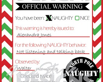 Christmas Elf Naughty Note Printable