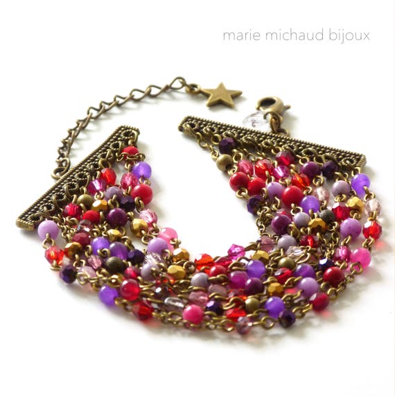 Multi row bracelet,Multicolor bracelet,Multi row boho bracelet, Boho bracelet,Boho chic bracelet,Colorful bracelet,Elegant