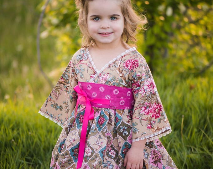 Garden Party Dress - Toddlers - Little Girls - Teens - Preteens - Birthday - Pink - Flower Girl Dress - Handmade - Lace - 2T to 14 years