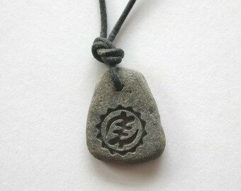 NYAME YE OHENE Engraved Stone Necklace Adinkra God is King