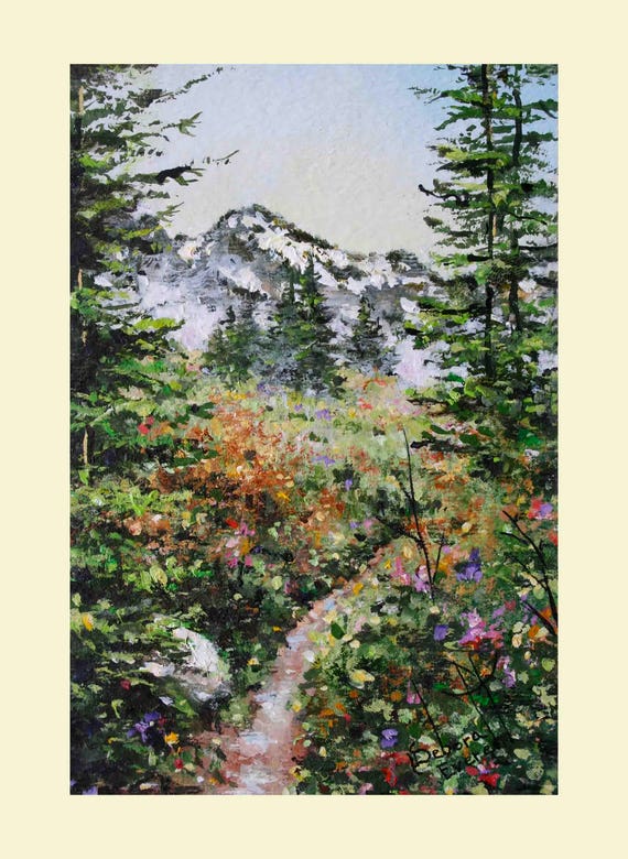 FREE SHIPPING Landscape Painting Tree Painting Mountain Path