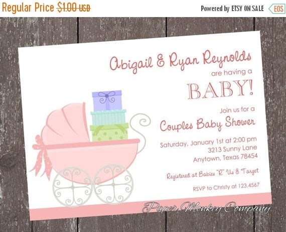SALE Boy or Girl Carriage Baby Shower Invitations Il_570xn