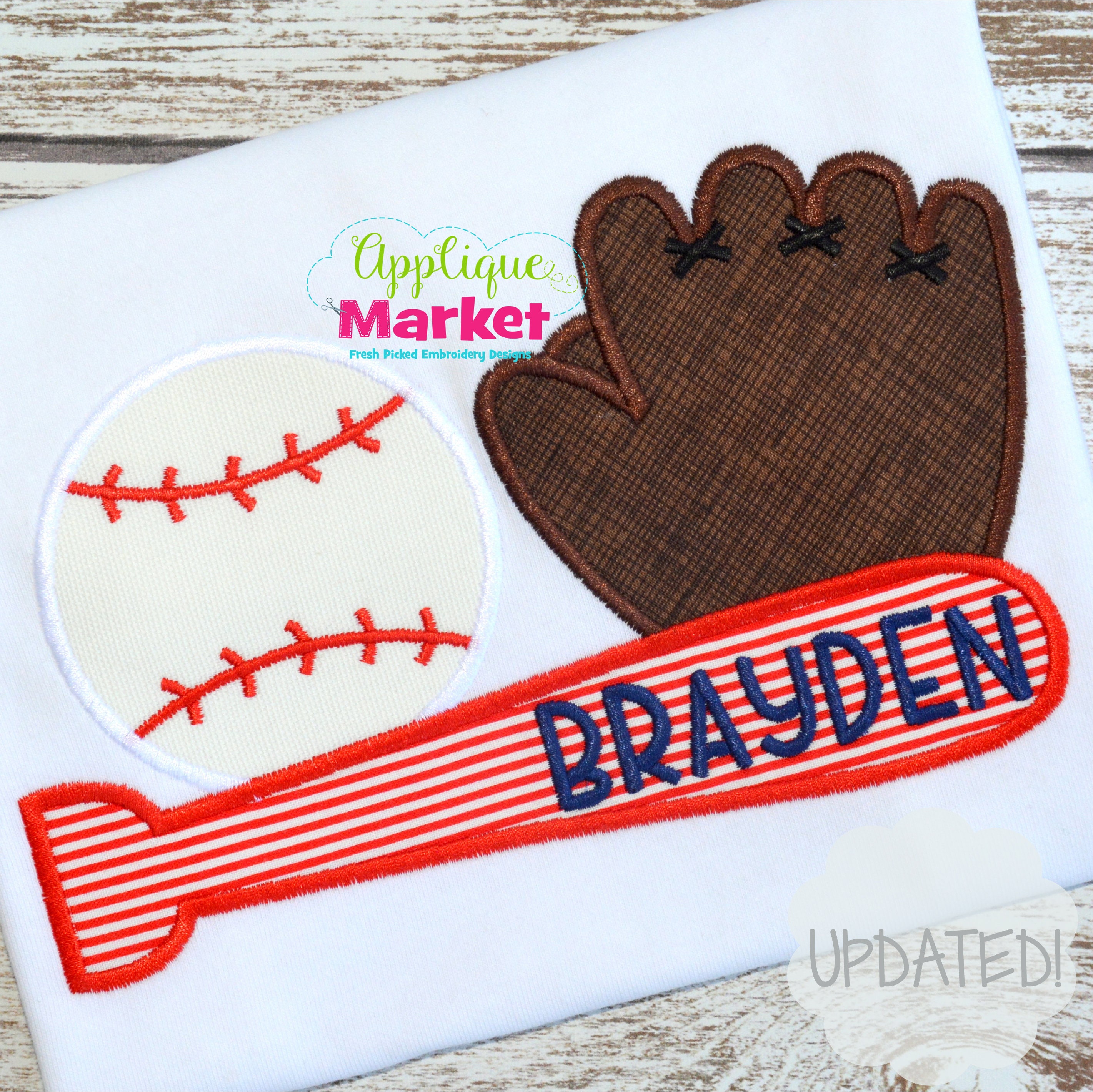 Machine Embroidery Design Applique Baseball Trio INSTANT