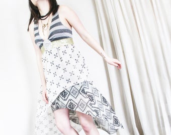 upcycled clothing, high low racer back dress . i got sunshine . S