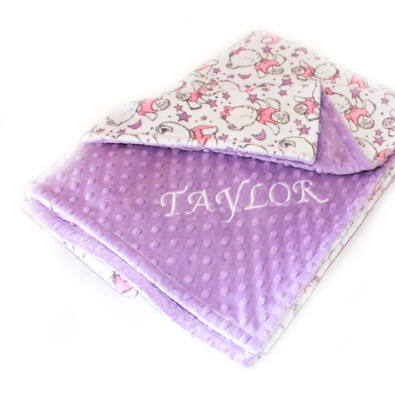 Baby Gift, Baby Girl Personalized Baby Blanket, Bear Baby Blanket, Lilac Baby Blanket, Name Baby Blanket Baby Shower Gift Kids Minky Blanket