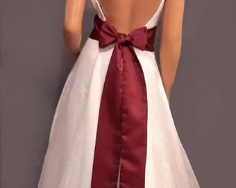 Satin wedding sash bridal belt prom evening pageant tie bridesmaid belt SSH100 AVL IN wine and 18 other colors CHOOSE Length & Width