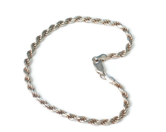 Sterling French Rope Chain Bracelet 8.25 Inches