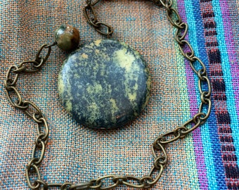 Pocket Pendulum- African Turquoise and Rainforest Rhyolite