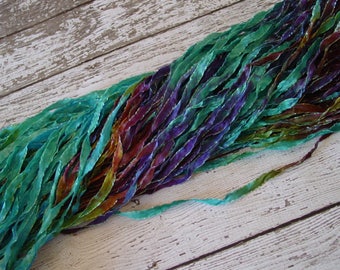 Hand Dyed ribbon NeW MACAW glitters, 5 yards