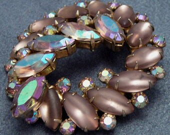 Pink Rhinestone Juliana Style Brooch Vintage Pin