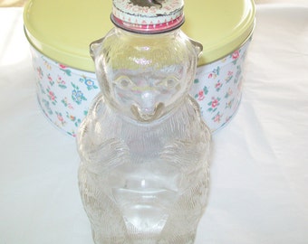 SALE - 1940s Snow Crest Bear Bank, glass, Snow Crest Bank Bottle