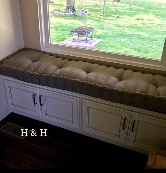 Window Seat Cushion Hand Tufted Custom bench Cushion with