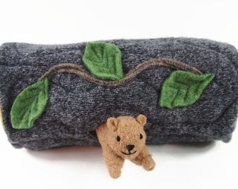 Hollow Log Animal Home, waldorf toy, all natural toy, eco friendly toy, stuffed toy, stuffed animal