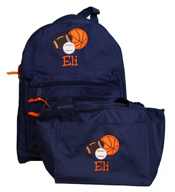 Items similar to Sports Backpack and Lunch Box, Boy Personalized